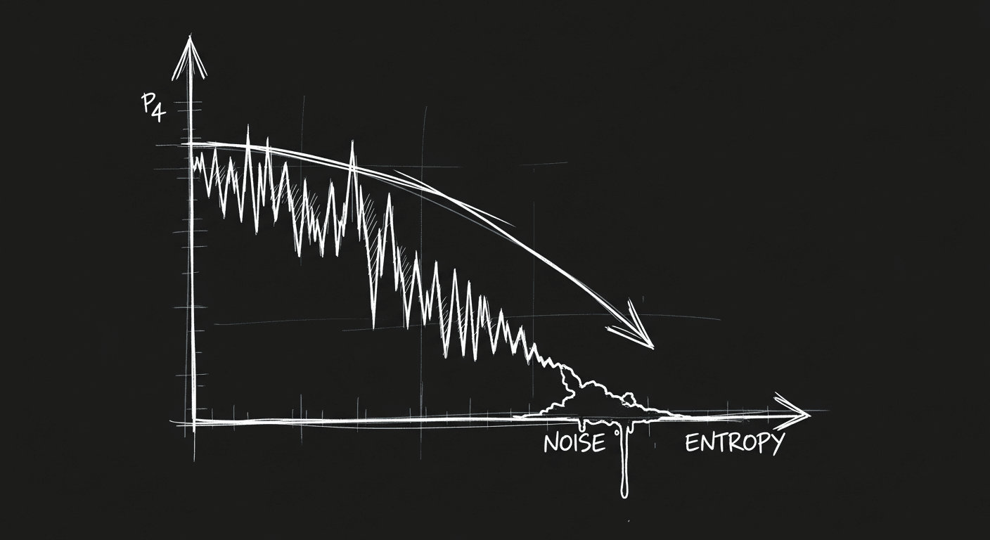 Sketch of performance degrading as context fills with irrelevant noise