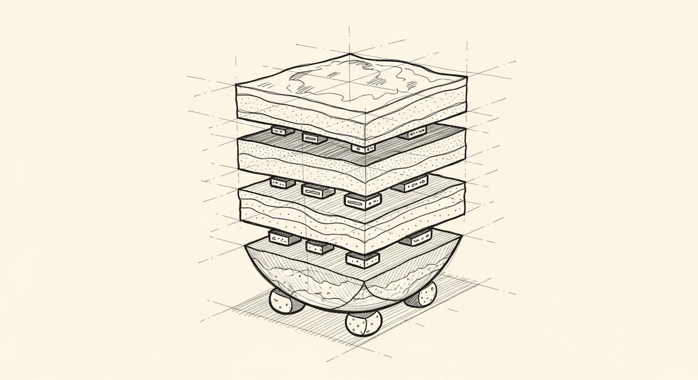 Sketch of GenAI product strategy layers as geological strata