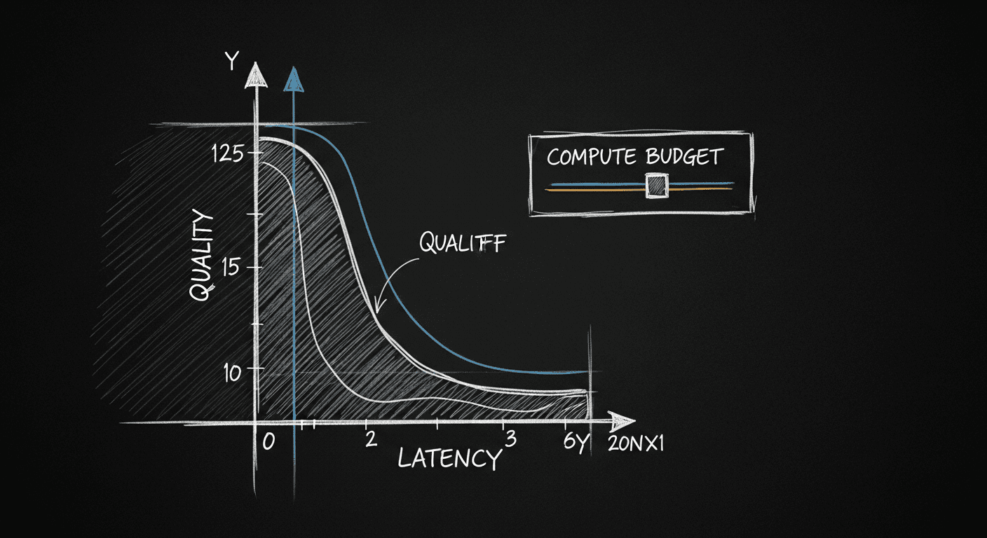 Sketch of quality vs latency tradeoff with inference compute budget