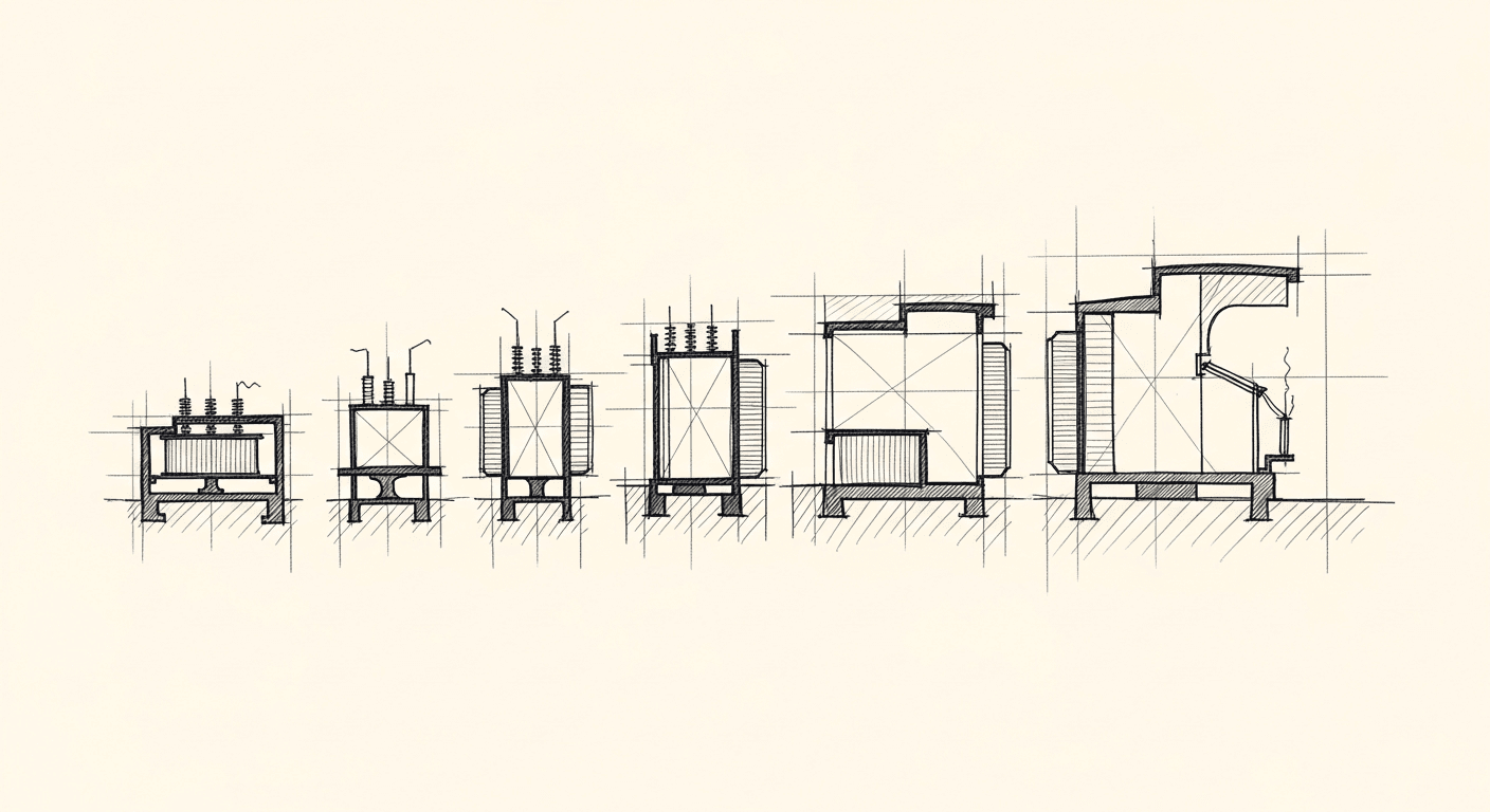 Sketch of transformer architecture evolution from 2017 to present