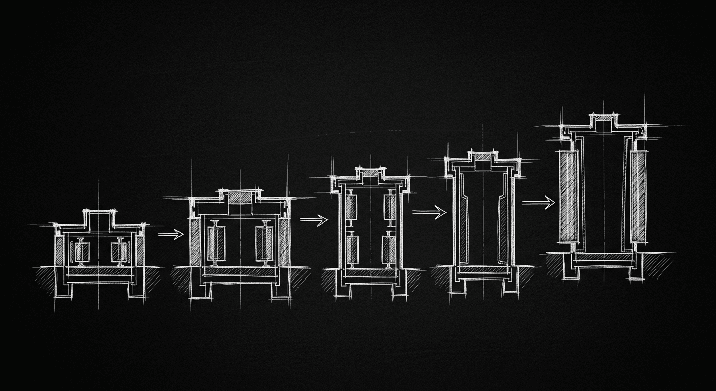 Sketch of transformer architecture evolution from 2017 to present
