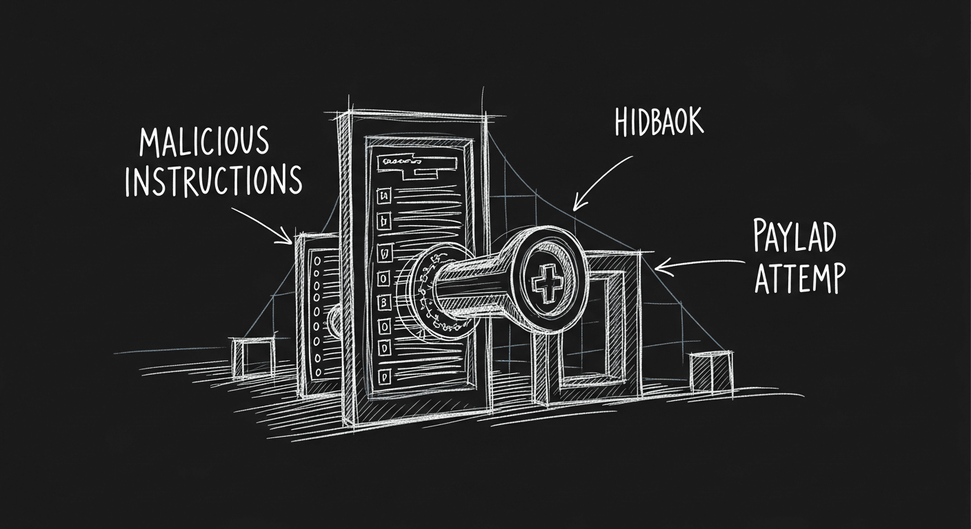 Sketch of prompt injection attack hidden inside clinical data