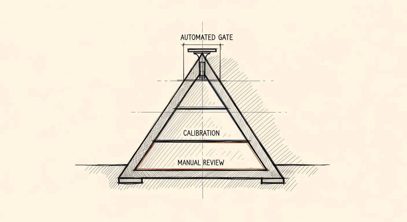 Sketch of three-step product evaluation pyramid from manual to automated