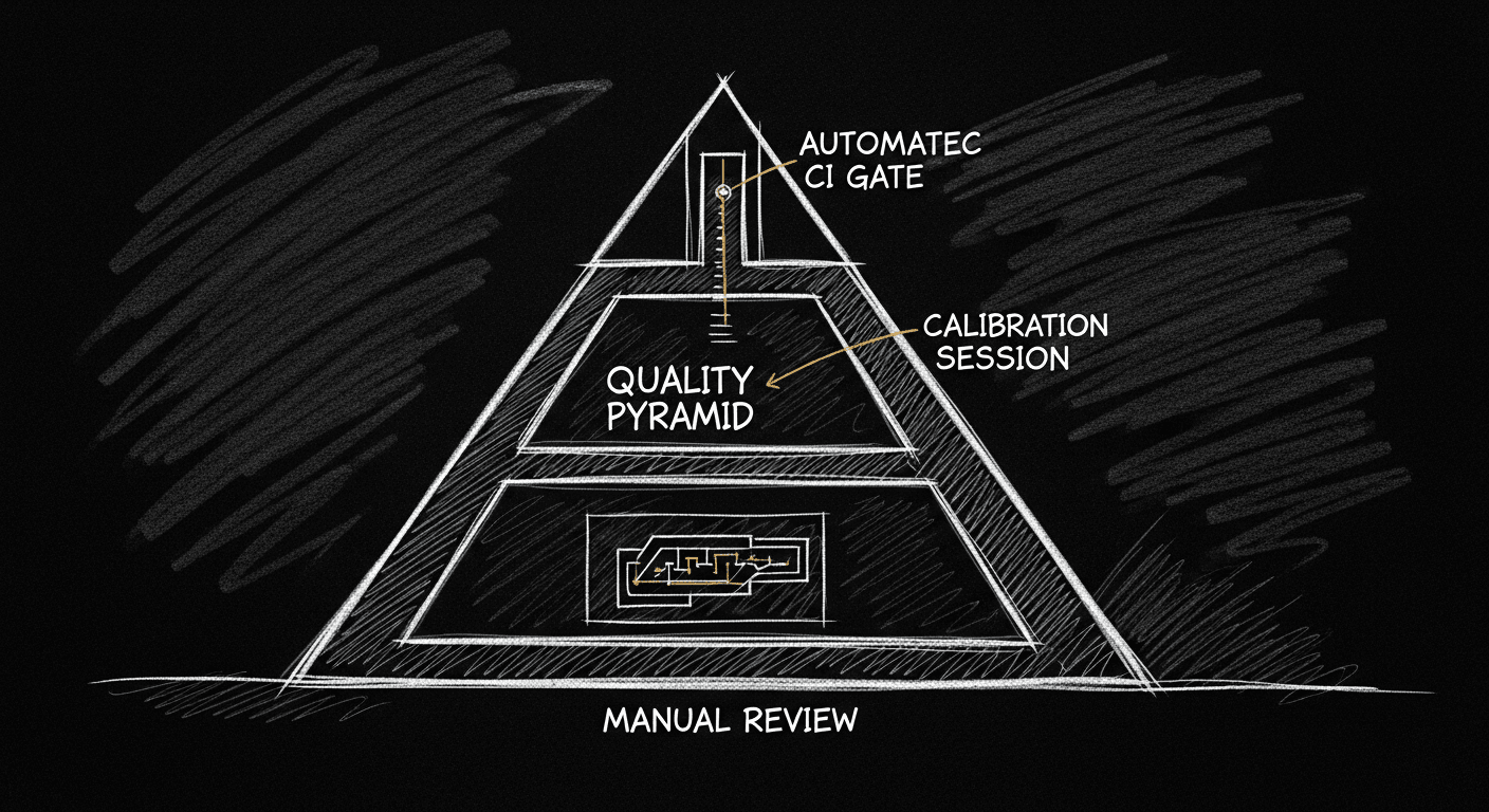 Sketch of three-step product evaluation pyramid from manual to automated